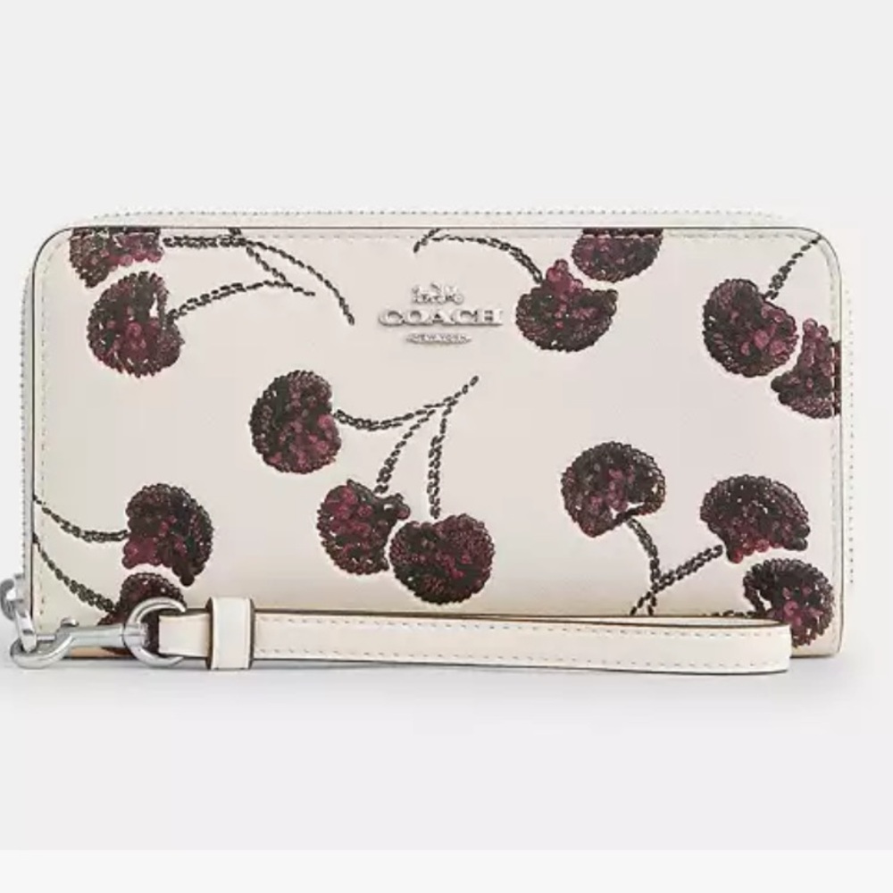 Coach retail $390 cream cherry 🍒 long wallet nwt - Picture 3 of 5